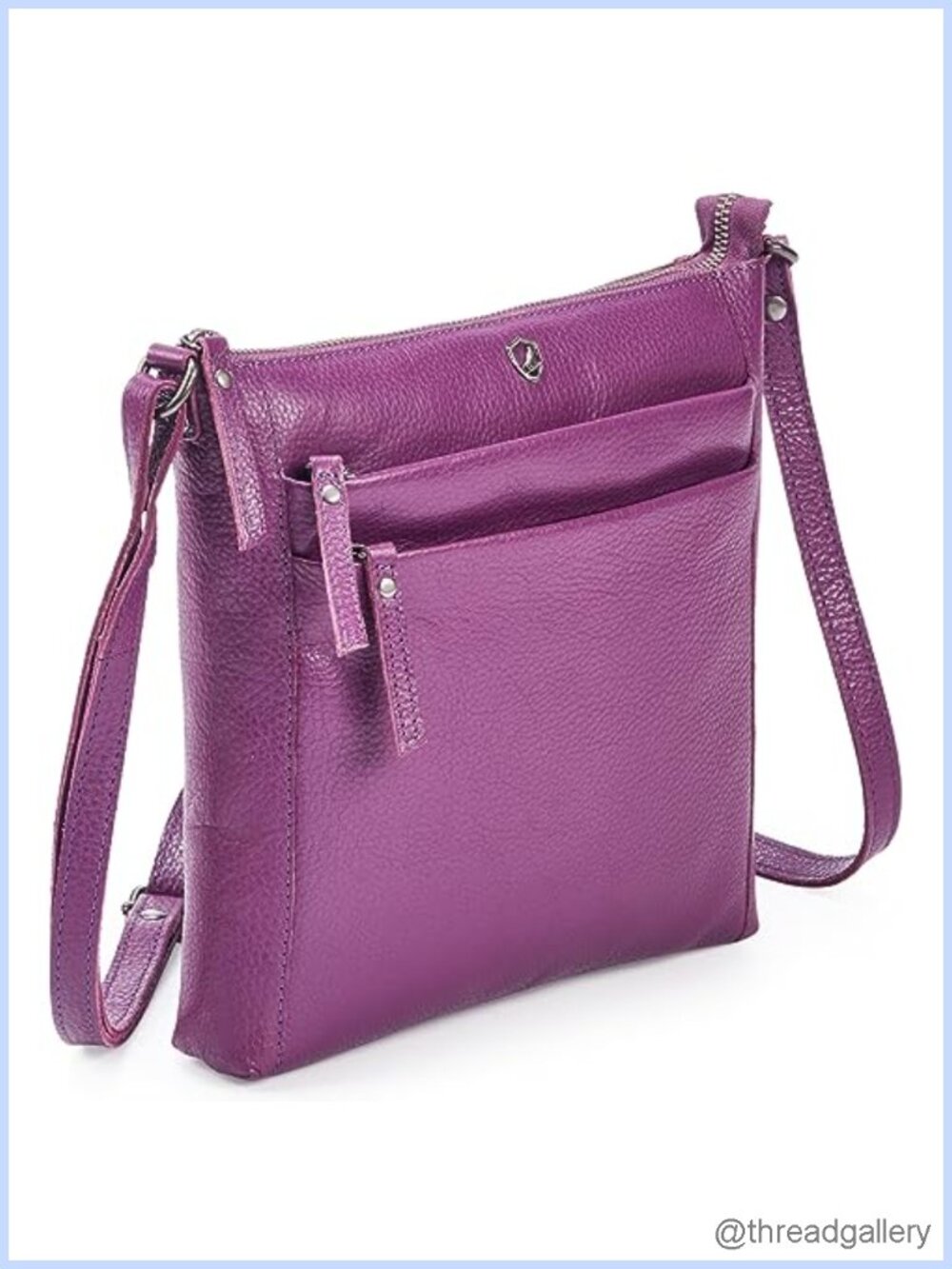 Genuine Nappa Leather Crossbody Bag Small Multi-Zip Travel Sling